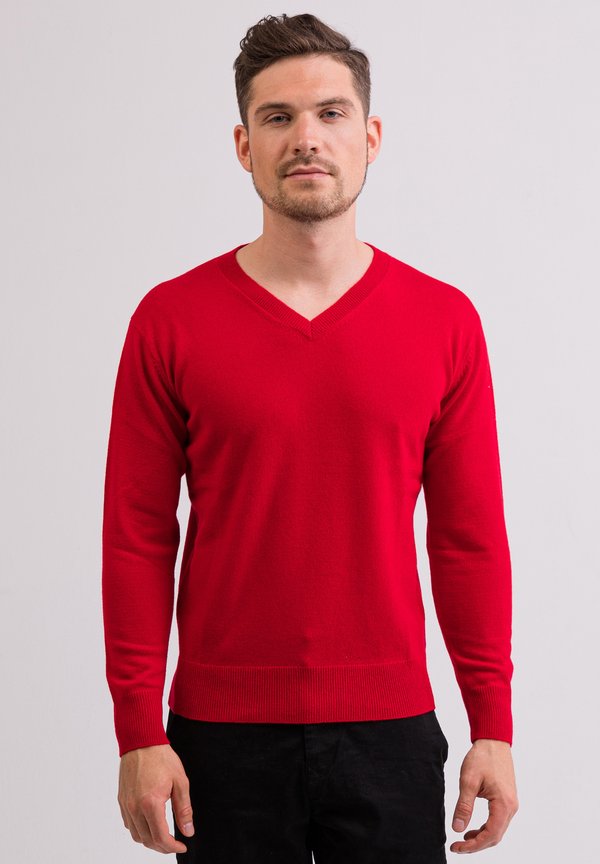 V-AUSSCHNITT - Strickpullover - rot