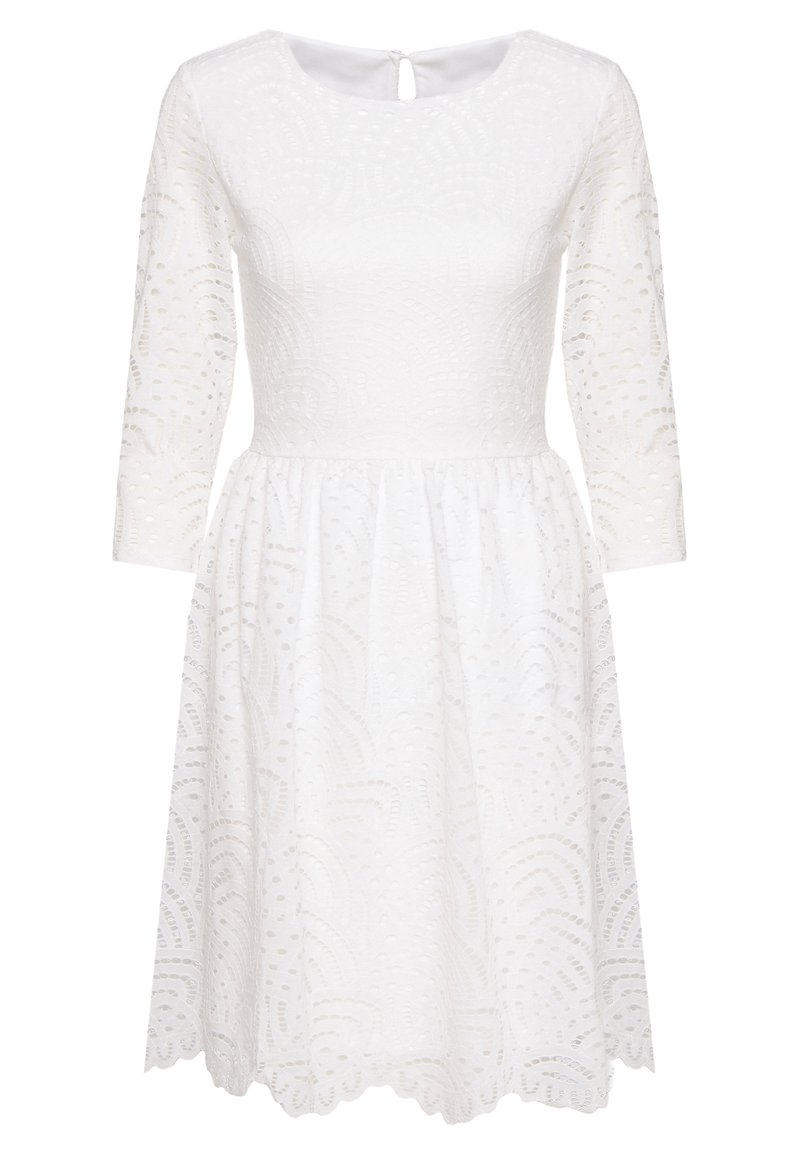 Kleid Weiß Dreiviertelarm Kleid Weiß Dreiviertelarm