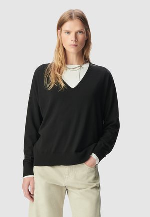 THIN V-NECK - Pullover - black
