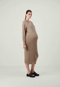 ONLY MATERNITY OLMNEW TESSA MIDI DRESS - Pulóverruha - beige melange