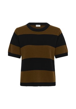 My Essential Wardrobe, MWJOLA KNIT PULLOVER SS - T-shirt imprimé - bison w black stripe