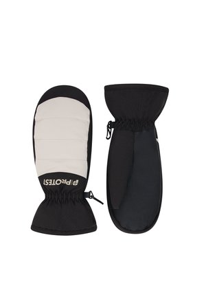 Zwarte geïsoleerde wanten met een gewatteerde lichtgrijze bovenkant en een gladde zwarte onderkant. Voorzien van elastische manchetten en logo-detailing.