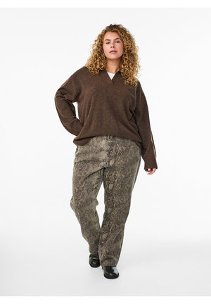 Zizzi, GEMMA MIT HOHER TAILLE UND SCHLANGENMUSTER - Zvonové džínsy - light snake aop