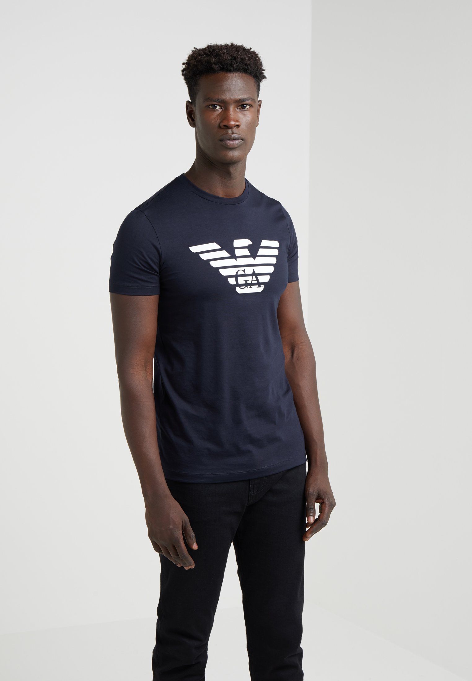 Emporio Armani T Shirt Print Dark Blue Dunkelblau Zalando De