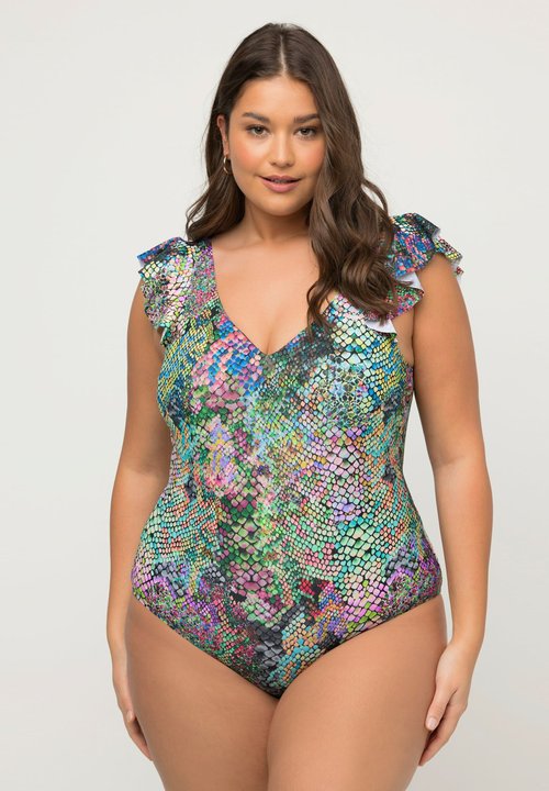 Ulla Popken Women's Badeanzug Petra, Platzierte Blüten One