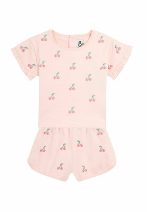 REGULAR FIT - 2-PIECE EMBROIDERED FRILL SET  - Kratke hlače - pink cherry