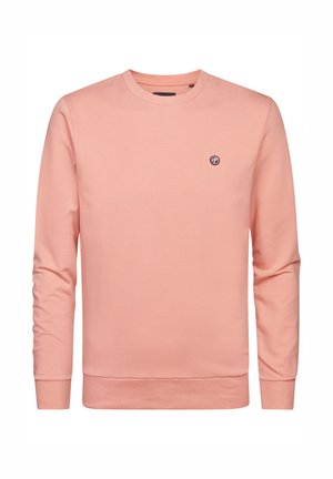 Lyserød sweatshirt med rund hals, lange ærmer og ribstrikkede manchetter. Har et lille rundt logo på brystet. Fremstillet af blødt materiale.
