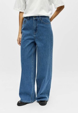 OBJLUCA TRI MW  LOOSE - Wide Leg - medium blue denim