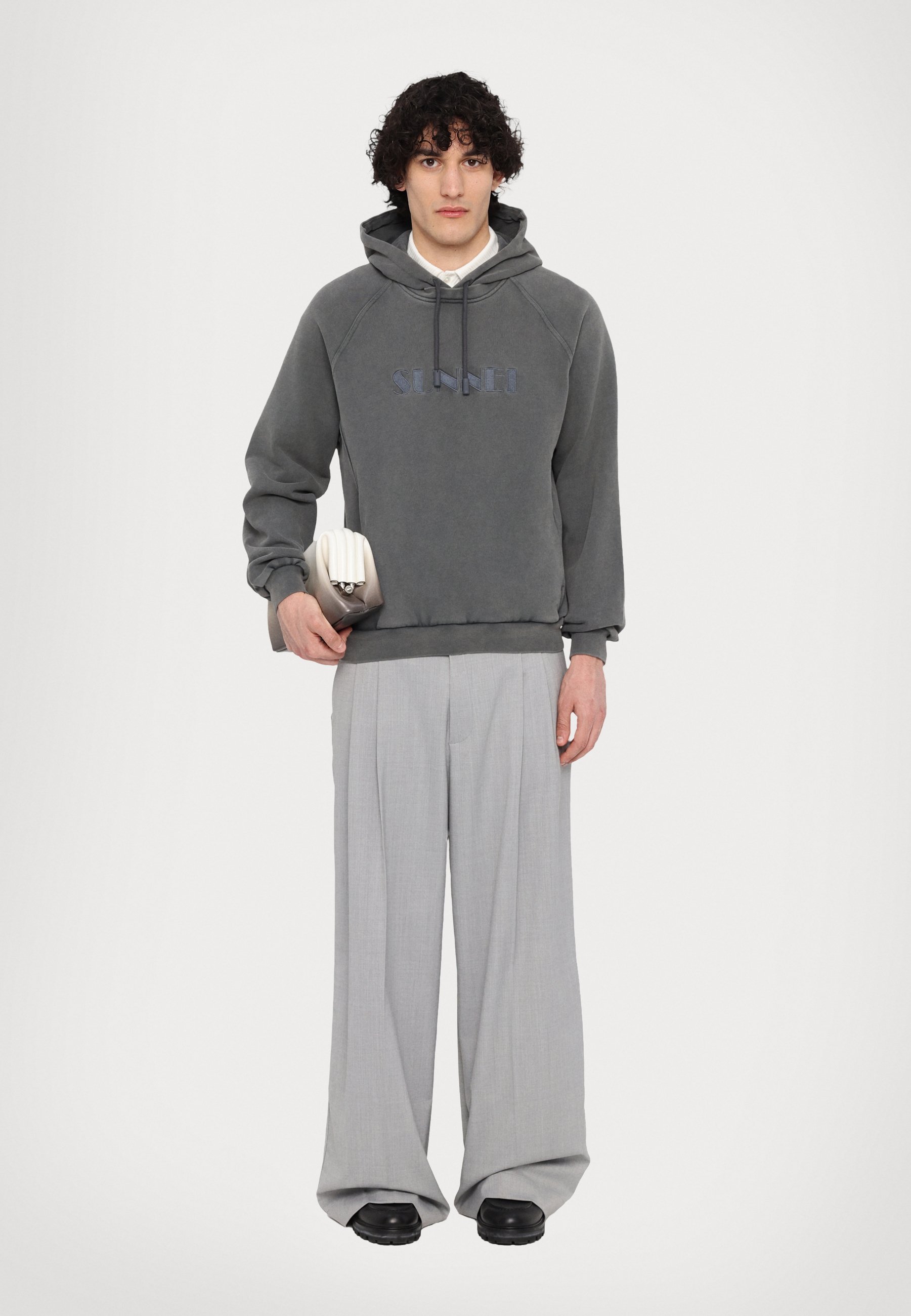 Sunnei DOUBLE HOODIE UNISEX - Hoodie - antracite/grey - Zalando.co.uk