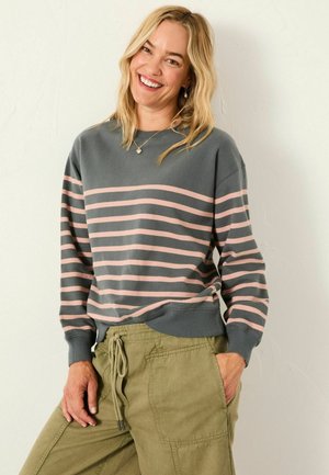 REGULAR FIT - CREW - Sweatshirt - grey pink stripe