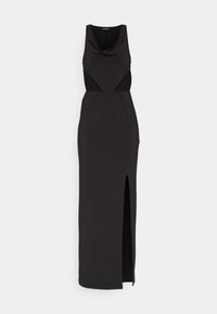 WATERFALL HALTER NECKLINE WAIST INSERTS MAXI SLIM DRESS - Kokteilinė suknelė / vakarėlių suknelė - black