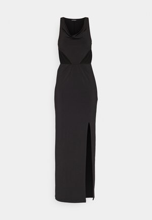 Even&Odd WATERFALL HALTER NECKLINE WAIST INSERTS MAXI SLIM DRESS - Vestito elegante - black