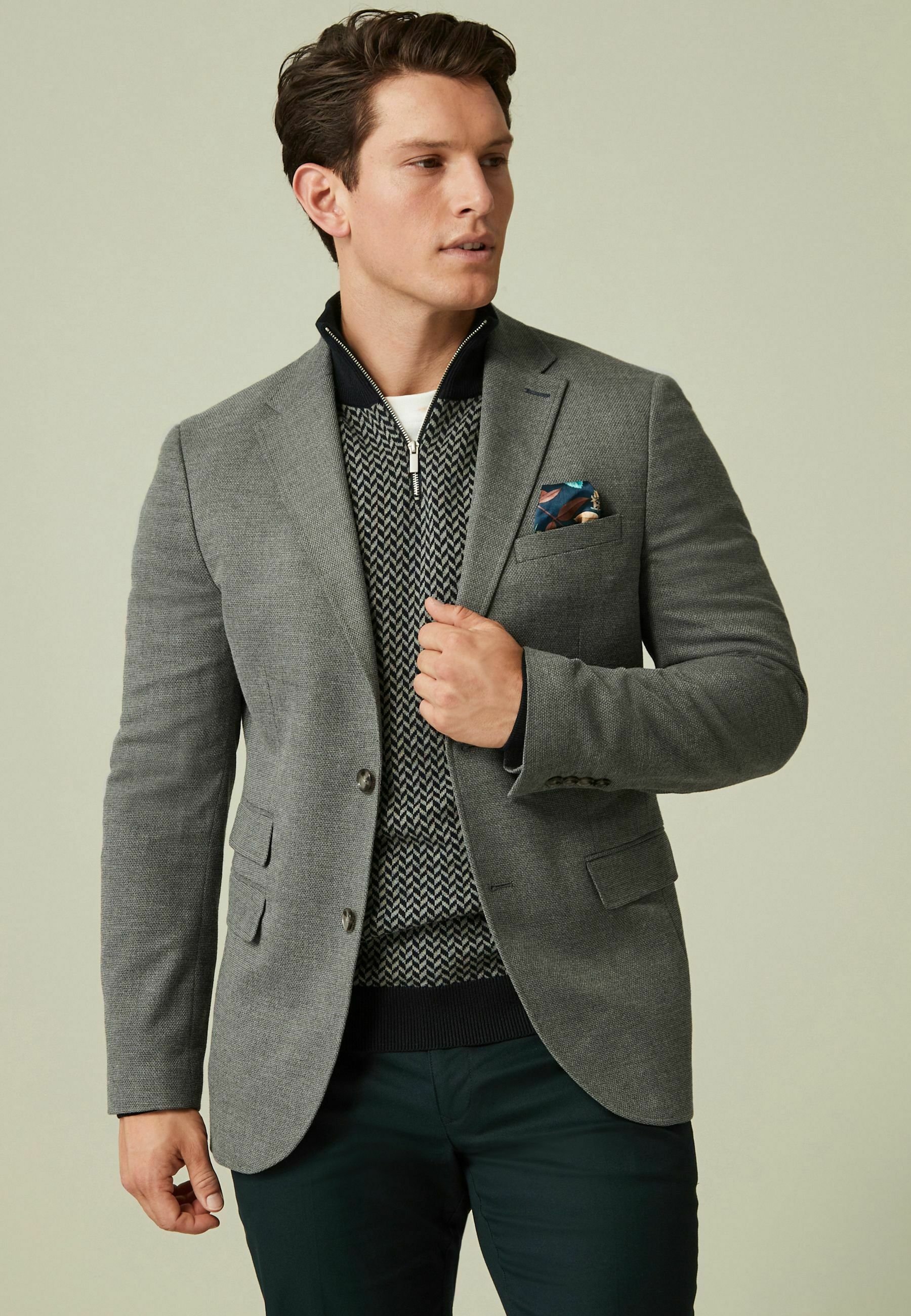 Blazer Femme NEXT Taille UK 10 Gris - Veste De Travail Avec épaulettes, Occasion Très Bon état