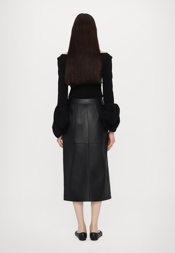 BAMBINO - Leather skirt - nero3