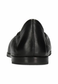 Ballerine in pelle nera con una superficie liscia, punta arrotondata e design minimalista, caratterizzate da una suola a profilo basso. Nessun hardware o accentuazione visibili.