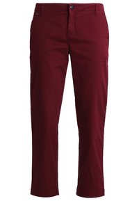 Pantalon droit pour homme couleur marron avec passants de ceinture, fermeture avant par bouton et zip, et poches latérales, présenté sur fond blanc.