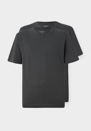Zweierpack grauer V-Ausschnitt-T-Shirts aus weichem Baumwoll-Jersey. Kurze Ärmel und eine entspannte Passform. Minimalistisches Design ohne sichtbare Logos.