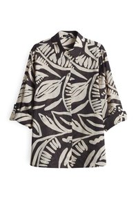 LOOSE FIT TWO TONE PRINT - Button-down blouse - midnight brown