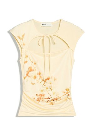 Bershka, SPLIT WITH PRINT - TOP - T-shirt imprimé - yellow