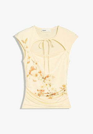 Bershka, SPLIT WITH PRINT - TOP - T-shirt imprimé - yellow