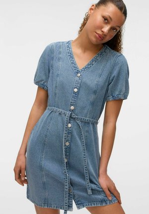 VMJANET KURZES - Denimkjoler - light blue denim