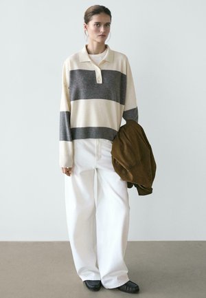 STRIPED WITH POLO COLLAR  - Poloshirt - beige