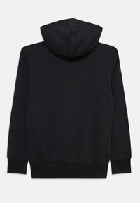Felpa nera con cappuccio regolabile, maniche lunghe, polsini e orlo a coste. Tessuto morbido con un design semplice e classico.