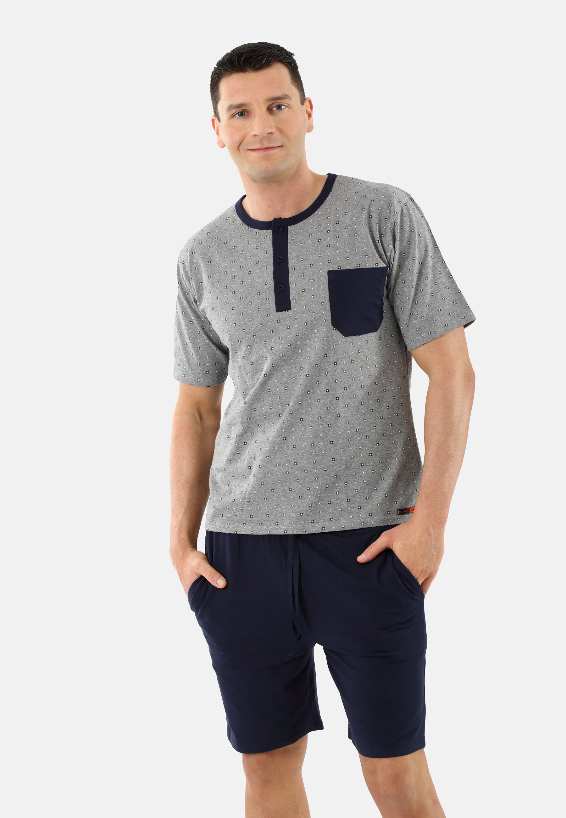 Pyjama Herren Sommer 2-teilig – Kurzarm-Shirt & Shorts, Atmungsaktiv, Weich, Bequem Als Lounge- & Schlafanzug