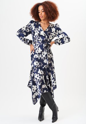 ASYMMETRIC HEN WRAP MIDI - Day dress - dark blue