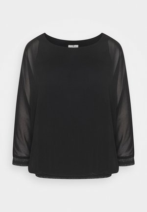 BLOUSE WITH FABRIC MIX - Long sleeved top - deep black
