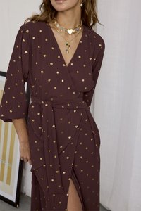 Never Fully Dressed PLISSE WRAP DRESS - Koktailové šaty/večierkové šaty - brown