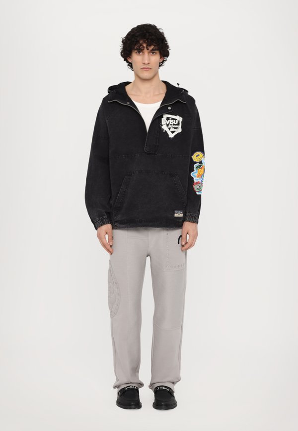 HALF ZIP JACKET WITH HOOD - Denim jacket - charcoal4