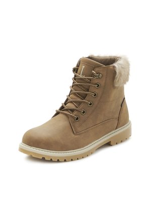 Platform ankle boots - camel