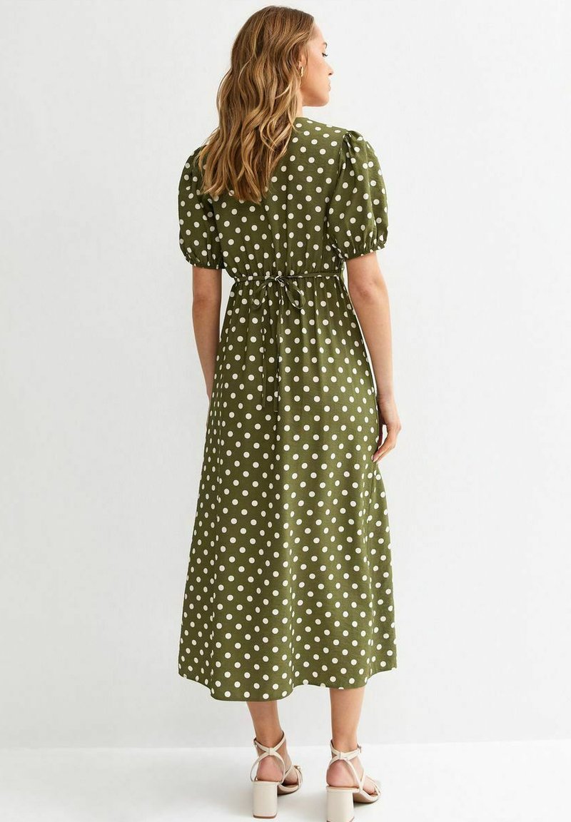 green emerald velvet dress Green 1940s Back Hollow-Out Polka Dots Dress