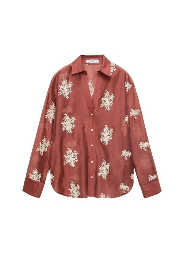 EMBROIDERED SEMI-TRANSPARENT  - Button-down blouse - orange2