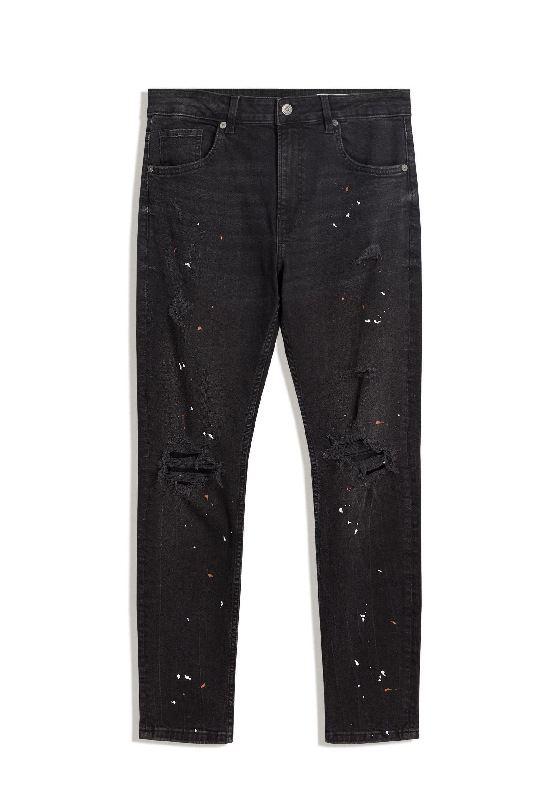 Bershka RIPPED Jeans slim fit black/nero