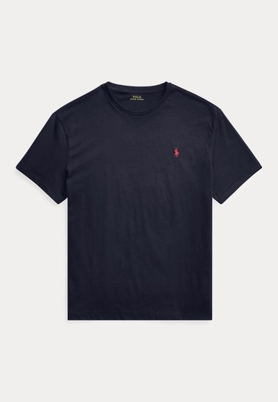 Μπλε σκούρο T-shirt με κοντά μανίκια και στρογγυλή λαιμόκοψη, με μικρό κόκκινο λογότυπο Polo Ralph Lauren στο αριστερό στήθος.