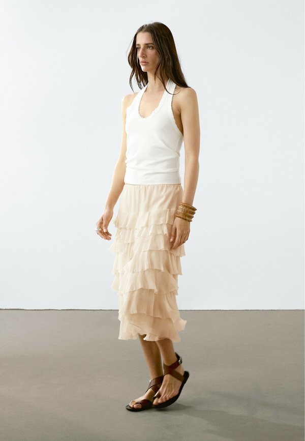 RUFFLED - A-line skirt - beige2