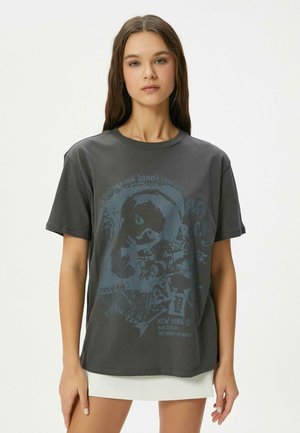 Koton Maglietta Donna A Maniche Corte Con Stampa, Girocollo, Colore Bianco Ottico, Taglia S - 65% Poliestere 35% Viscosa