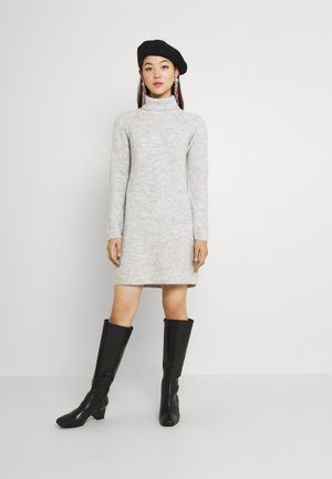 PCELLEN HIGH NECK - Svetríkové šaty - light grey melange
