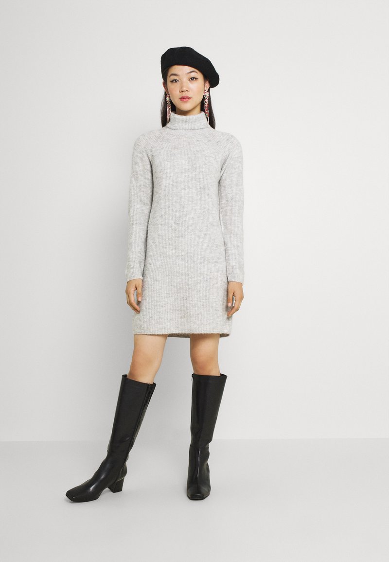 Pieces - PCELLEN LS HIGH NECK NOOS BC - Robe pull - light grey melange, Agrandir