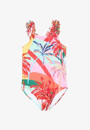 Angel & Rocket, REGULAR FIT - ESSIE PALM PRINT FRILL STRAP SWIMSUIT - Plavky - pink