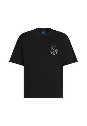 Karl Lagerfeld Jeans, DISTRESSED MONOGRAM BOXY FIT - Nyomott mintás póló - black