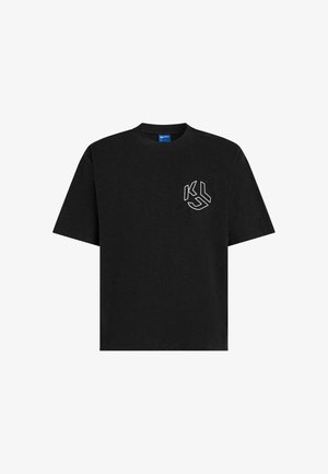 Karl Lagerfeld Jeans, DISTRESSED MONOGRAM BOXY FIT - T-shirt print - black