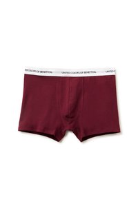 Boxer in cotone bordeaux con elastico bianco in vita su cui è stampato "UNITED COLORS OF BENETTON".