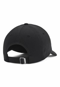 Melns cepures ar strukturētu audumu, noapaļots vāciņš un regulējama siksna aizmugurē. Satur ventilācijas caurumus un elegantu dizainu.