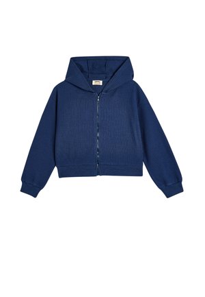 TEXTURED - Tröja med dragkedja - dark blue
