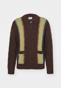 EZRA ZIP UP CARDIGAN - Adīta jaka - dark brown/multi