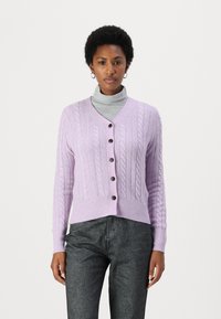 pure cashmere CLASSIC CABLE CARDIGAN - Kardigán - lavender