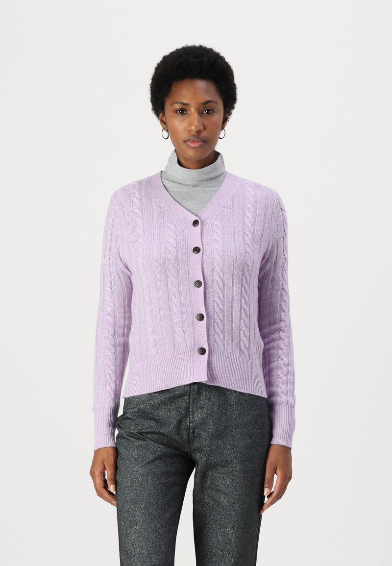 pure cashmere CLASSIC CABLE CARDIGAN - Kardigán - lavender